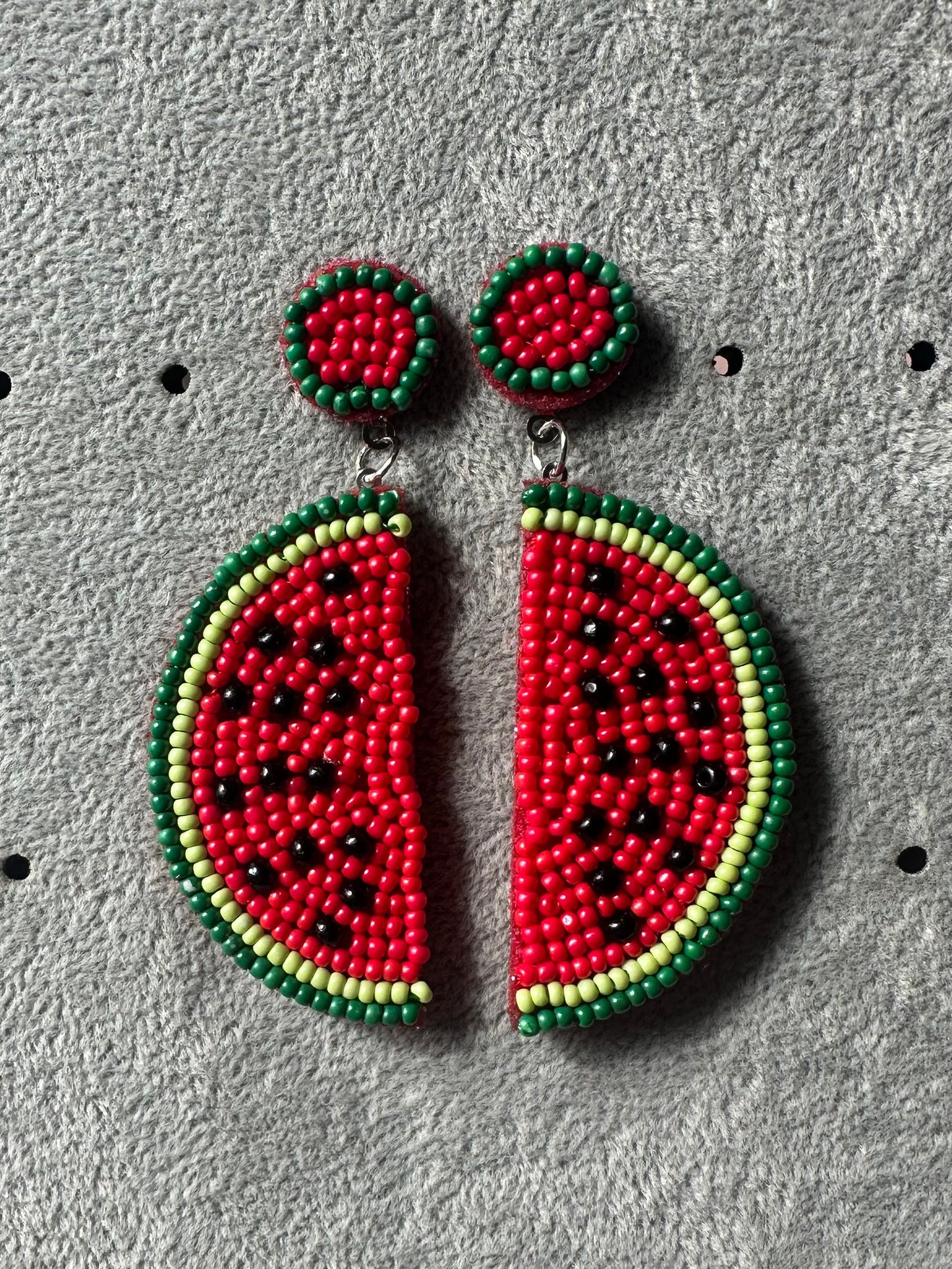 Beaded watermelon earrings