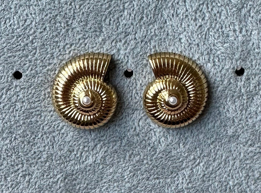 Gold fossil earrings