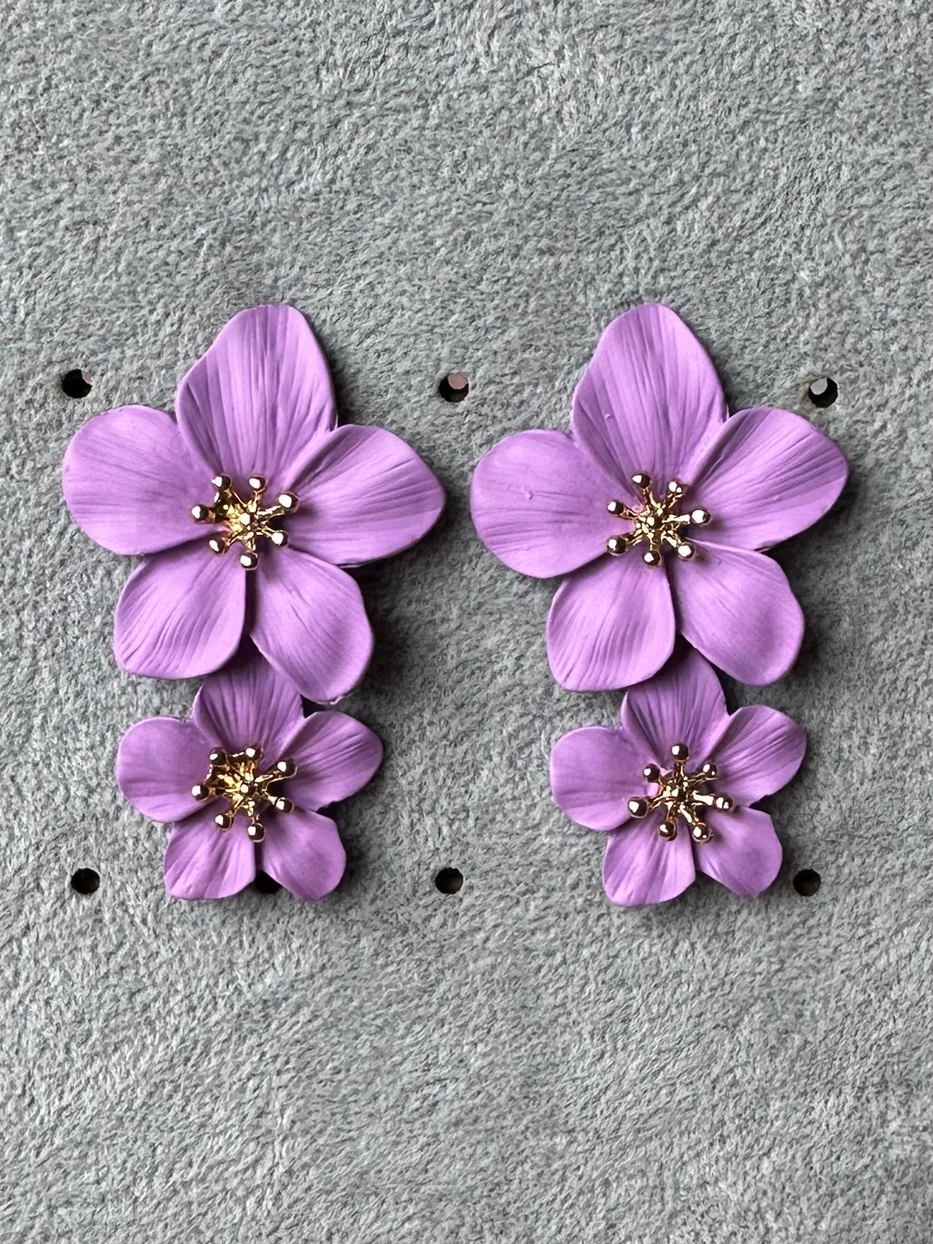 Purple flower earrings