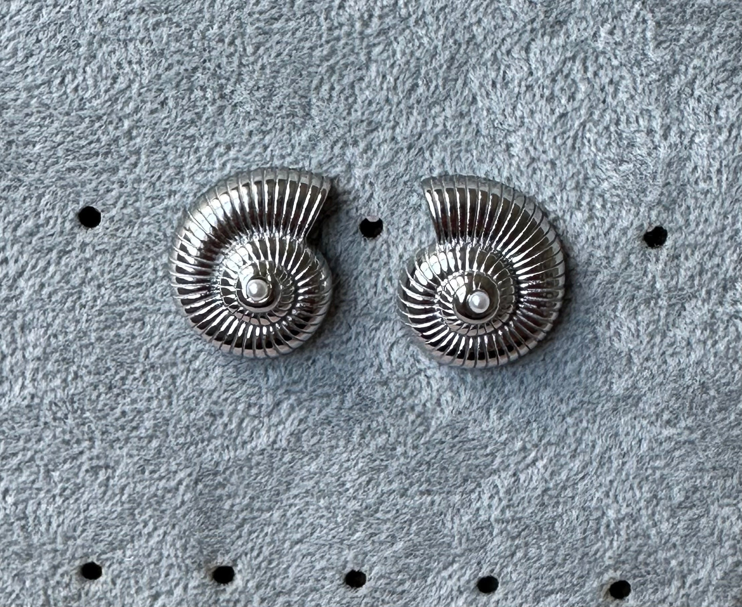 Silver fossil earrings